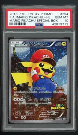 Pokemon Mario Pikachu Special Box 294/XY-P Full Art Holo Promo PSA 10 Japanese - Image 2