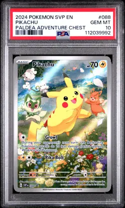 2024 POKEMON SVP EN-SV BLACK STAR PROMO PALDEA ADVENTURE CHEST PIKACHU PSA 10 - Image 1