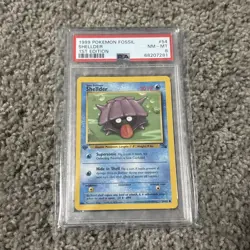 First Edition 1999 Pokemon Fossil 54/62 Shellder PSA NM-MT 8 - Image 1
