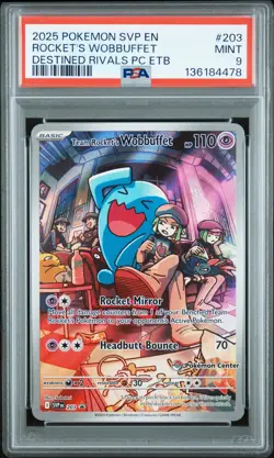 2025 Team Rocket's Wobbuffet Destined Rivals Pokemon Center ETB Stamped PSA 9 - Image 1
