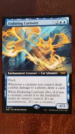 Enduring Curiosity [extended art] Duskmourn EX/LP #371 MTG Magic the Gathering - Image 1