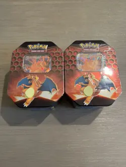 Two Pokemon TCG Hidden Fates Tin Charizard GX Factory Sealed - Image 1