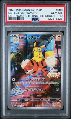 2023 POKEMON JPN SV-P PROMO #098 DETECTIVE PIKACHU PSA 10 - Image 1