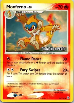 Pokemon TCG Monferno Pokemon Promos 56/130 Promo Reverse Holo DMG - Image 1