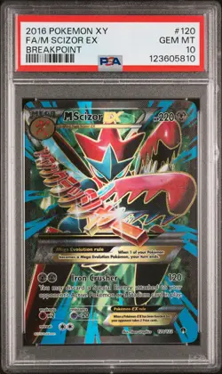 2016 POKEMON XY BREAKPOINT #120 FULL ART/M SCIZOR EX PSA 10 - Image 1