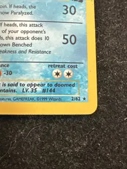 Pokemon TCG Articuno Fossil 2/62 Holo 1999-2000 Wotc HP - Image 2