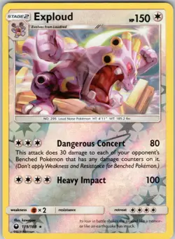 EXPLOUD 119/168 CELESTIAL STORM POKEMON REVERSE HOLO MP - Image 1