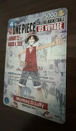 One Piece TCG Monkey D. Luffy College Basketball US Voyage Promo P-055 - Image 2