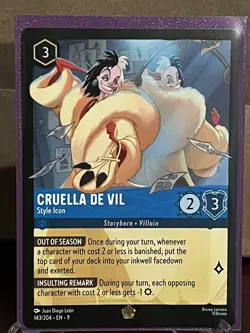 Disney Lorcana Fabled - Cruella De Vil - Style Icon - 143/204 Legendary Non Foil - Image 1