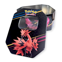 Crown Zenith Pokemon Storage Tin: Galarian Zapdos with Articuno and Moltres - Image 1