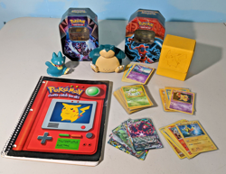 Large Pokemon Card & Item Lot - WOTC, Jakks, Pikachu pro Deck, Theme book, Tins - Image 1