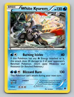 White Kyurem 21/124 Holo Rare Fates Collide Pokemon Holo LP - Image 1