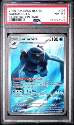2025 Pokemon Black Bolt - Carracosta Illustration Rare 107/086 - PSA 8 - Image 1