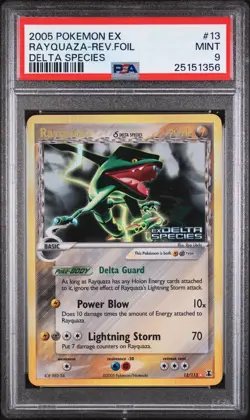 2005 POKEMON EX DELTA SPECIES #13 RAYQUAZA-REVERSE FOIL PSA 9 - Image 1