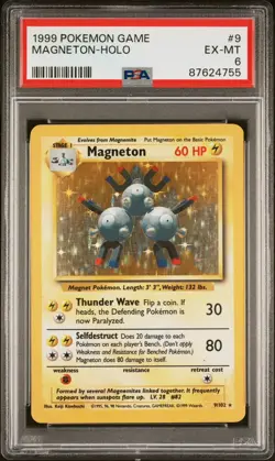 1999 Pokemon Game Base Set Magneton Holo #9 PSA 6 - Image 1