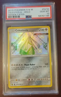 PSA 10 GEM MINT Pokemon Hidden Fates Celesteela #SV32 - Image 1