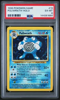 1999 Pokemon Base Set Unlimited Poliwrath Holo #13 PSA 6 - Image 1