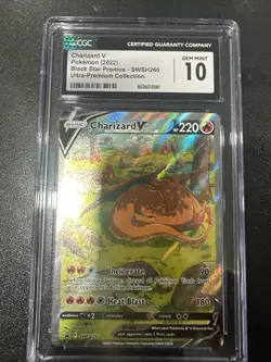 Pokemon Charizard V CGC 10 GEM MINT SWSH260 Ultra Premium Black Star Promo - Image 1