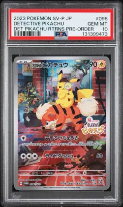 2023 POKEMON JAPANESE SV-P PROMO #098 DETECTIVE PIKACHU PSA 10 - Image 1
