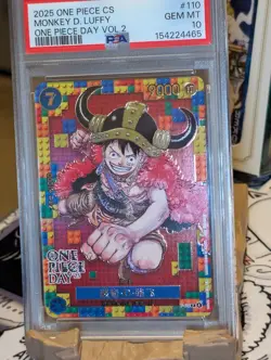 2025 One Piece Day Monkey D. Luffy P-110 PSA 10 Gem Mint Promo Brick Texture - Image 1