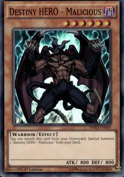 Destiny HERO - Malicious - Super Rare 1st Edition DESO-EN010 - LP - YuGiOh - Image 1