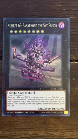 Yugioh Number 68: Sanaphond the Sky Prison CT14-EN008 Super Rare Limited NM - Image 1