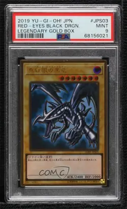 Red-Eyes Black Dragon Japanese YuGiOh Legendary Gold Box PSA 9 MINT - Image 1