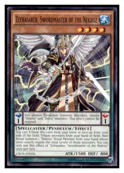 Yugioh Zefrasaber, Swordmaster of the Nekroz #CROS-EN026 Crossed Souls LP - Image 1