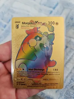 Morpeko Vmax Rainbow Vinyl Textured Gold Foil Fan Art Pokemon Card - Image 1