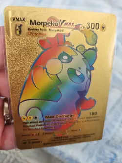 Morpeko Vmax Rainbow Vinyl Textured Gold Foil Fan Art Pokemon Card - Image 3