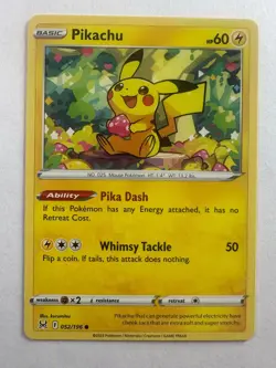 Pikachu 052/196 Common Lost Origin Pokemon Near Mint - Image 1