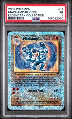 2002 POKEMON LEGENDARY COLLECTION #15 MACHAMP-REVERSE FOIL PSA 1 - Image 1