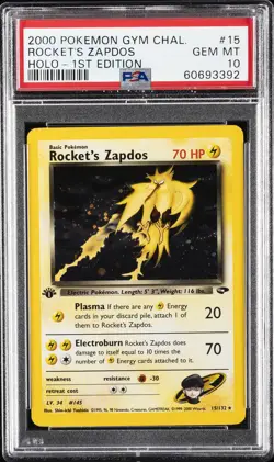 2000 POKEMON GYM CHALLENGE HOLO-1ST EDITION #15 ROCKET'S ZAPDOS PSA 10 - Image 1