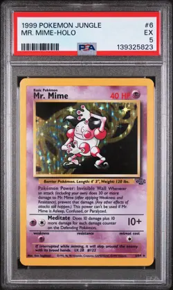 1999 Pokemon Jungle Holo Mr. Mime #6 PSA 5 - Image 1