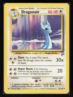 Dragonair Rare Pokemon Base Set 2 022/130 MP - Image 1