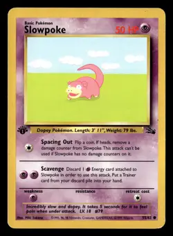 1999 Pokemon TCG 1st Edition Fossil #55/62 Slowpoke - Image 1