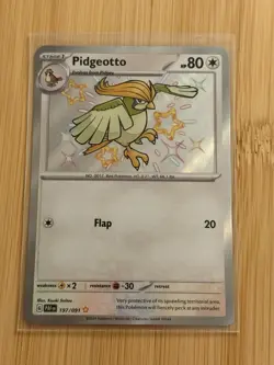 Pokemon TCG Paldean Fates Pidgeotto 197/091 Shiny Holo Rare - Image 1