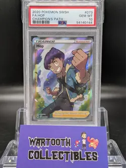 PSA 10 Hop 073/073 Champion's Path Full Art Holo Trainer SWSH Pokemon Card 2020 - Image 1