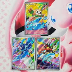 Rowlett 043 + Litten 044 + Popplio 045 - First Partner Pokemon Cards - #L641 - Image 1