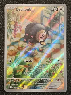 Pokemon TCG Lechonk Illustration Rare Holo Card 209/197 Sv03: Obsidian Flames NM - Image 1