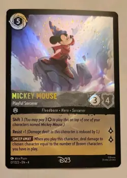 D23 Expo 2024 Disney Lorcana Mickey Mouse Playful Sorcerer Promo Card - Image 1
