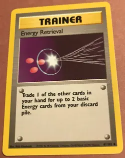 Pokemon Card ENERGY RETRIEVAL Base Set 81/102 Uncommon Trainer - Image 1