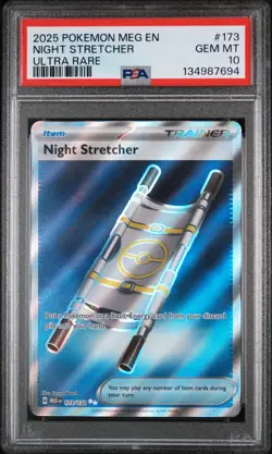 PSA 10 NIGHT STRETCHER ULTRA RARE FULL ART #173 2025 POKEMON MEG MEGA EVOLUTIONS - Image 1
