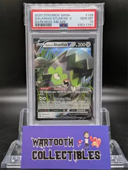PSA 10 - 2020 Pokemon GALARIAN STUNFISK V 128/189 Darkness Ablaze - Image 1