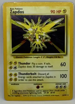 Zapdos - 16/102 - Holo Rare - Unlimited Edition English Pokemon Base Set - Image 2