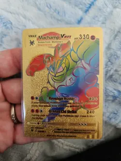 Machamp Vmax Rainbow Gold Foil Fan Art Vinyl Textured Collector Pokemon Card - Image 1
