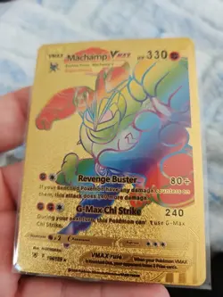 Machamp Vmax Rainbow Gold Foil Fan Art Vinyl Textured Collector Pokemon Card - Image 3