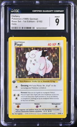 CGC 9 MINT Clefairy German Base Set 1st Edition 5/102 Holo Pokemon Card PSA - Image 1