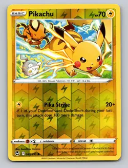 Pikachu 049/195 Common Silver Tempest Pokemon Reverse Holo LP - Image 1