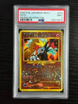 PSA 9 2000 Japanese Pokemon Neo 2 - Entei #244 Promo - Reverse Holo Newcert - Image 1